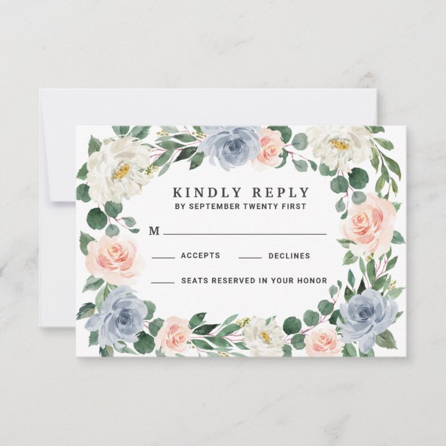 Rosa Peach Wedding RSVP Cards (Vorderseite)