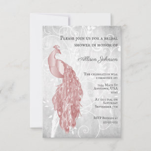 Rosa Peacock Bridal Dusche Einladung