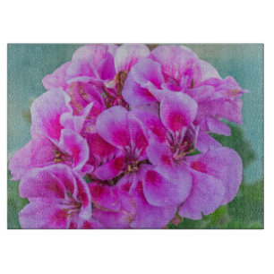 Rosa Pelargonien Glas Schneidebrett