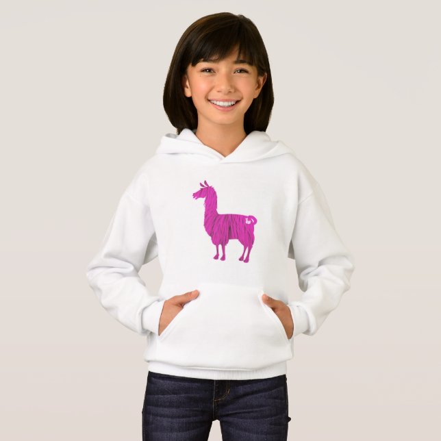 Rosa Pelzlama scherzt Hoodie (Vorne ganz)