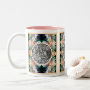 Rosa Peony-Blume multipliziert Hinzufügen Ihres Fo Zweifarbige Tasse