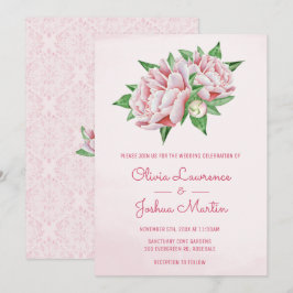 Rosa Peony Watercolor Einladungen für Hochzeiten