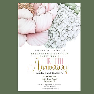 Rosa Peony zum 30. Hochzeitstag Einladung