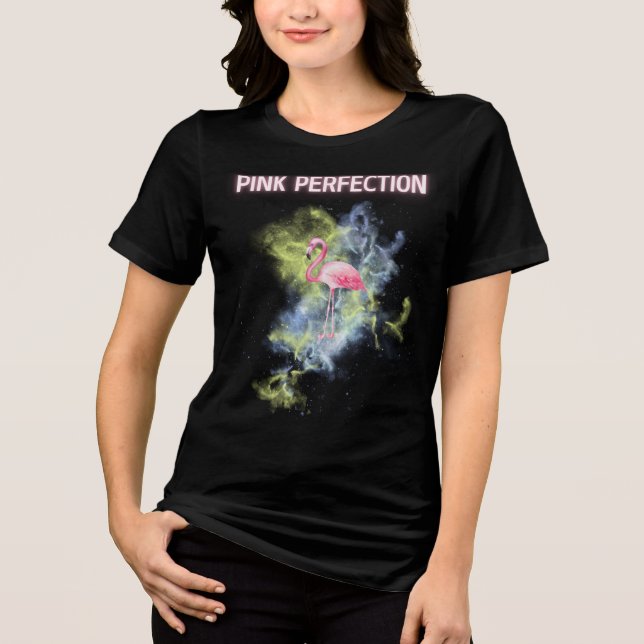 Rosa Perfektion: Elegantes Flamingo Tri-Blend Shirt (Vorderseite)