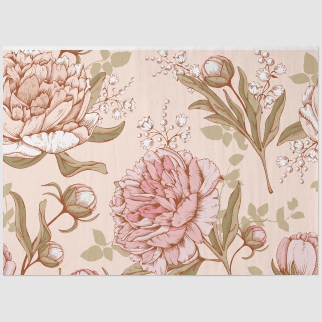 Rosa Perle Blütendecoupage Seidenpapier (Vorderseite)