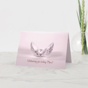 Rosa Perle im Muscheltag Karte