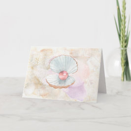Rosa Perle in Muschelschale Karte