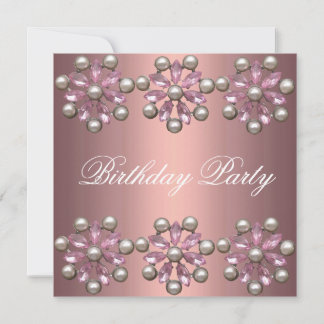 Rosa Perle und Gem Birthday Einladung