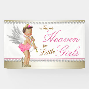 Rosa Perlen-Hochhacken-Prinzessin-Engel-Baby-Party Banner