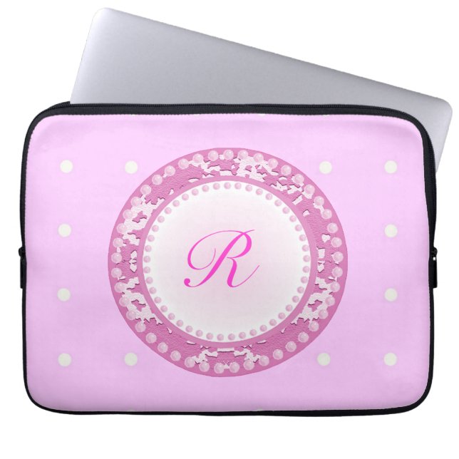 Rosa Perlen Laptopschutzhülle (Vorderseite)
