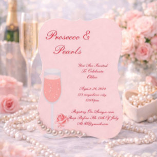 ROSA PERLEN & PROSECCO BRAUTPARTY  EINLADUNG