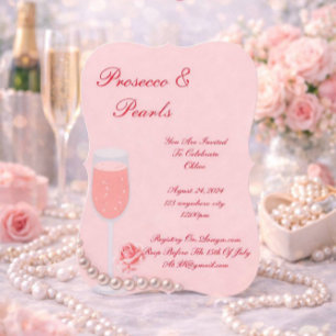 ROSA PERLEN & PROSECCO BRIDAL-SHOWER-EINLADUNG  SAVE THE DATE