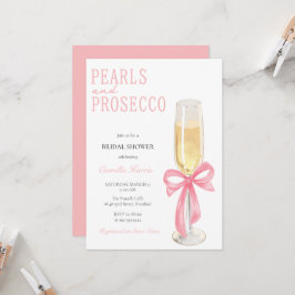 Rosa Perlen & Prosecco Minimales Brautparty Einladung