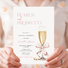 Rosa Perlen & Prosecco Minimales Brautparty Einladung