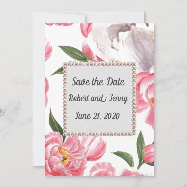 Rosa Perlen Save The Date (Vorderseite)