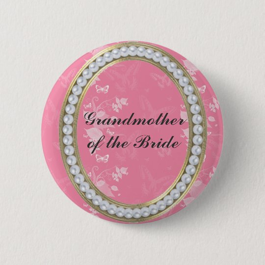 Rosa, Perlen, Schmetterlings-Großmutter-Knopf Runder Button 5,7 Cm