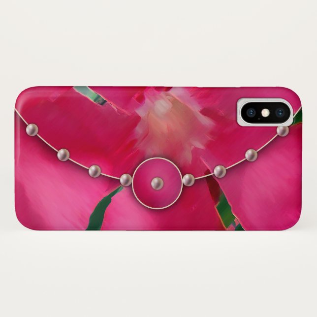 Rosa Perlen und Perlen Case-Mate iPhone Hülle (Rückseite (Horizontal))