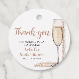 Rosa Perlen und Prosecco-Brautparty Geschenkanhänger