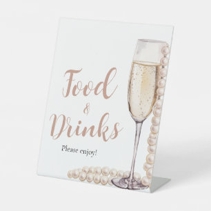 Rosa Perlen und Prosecco Champagner Küche Sockelschild
