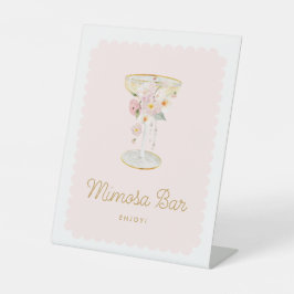 Rosa Perlen und Prosecco Mimosa Bar Sockelschild