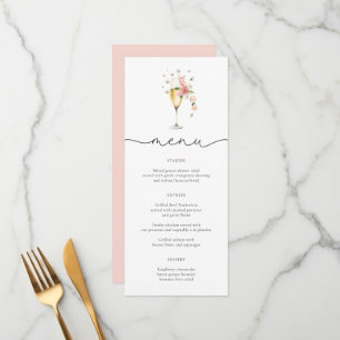 Rosa Perlen und Prosecco Wildblume Karte