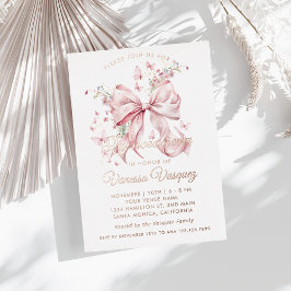 Rosa Perlen und Wildblumen Quinceañera Folieneinladung