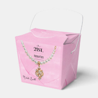 Rosa Perlenhalskette Elegant 21. Geburtstagsfeier Geschenkschachtel