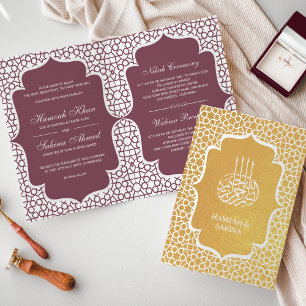 Rosa persische Goldfolie muslimische Hochzeitseinl Folienkarte