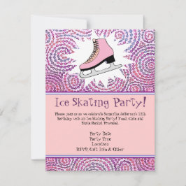 Rosa Personalisiert Ice Skaten Party Einladung