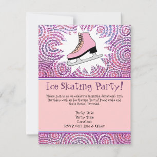 Rosa Personalisiert Ice Skaten Party Einladung