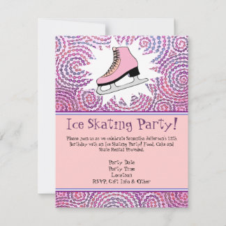 Rosa Personalisiert Ice Skaten Party Einladung