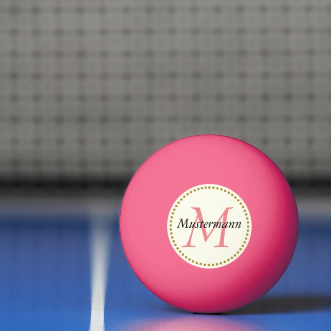 Rosa personalisiert mit Monogramm Tischtennisball (Netto)