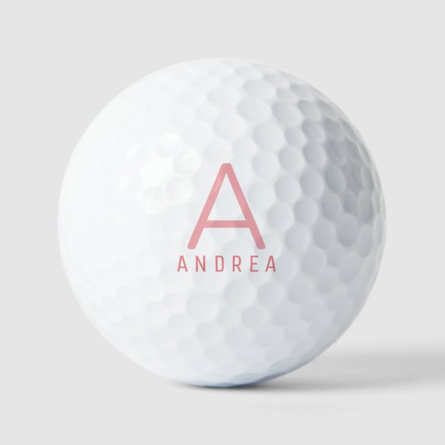 Rosa Personalisiert Modernes Monogramm Golfball (Vorderseite)
