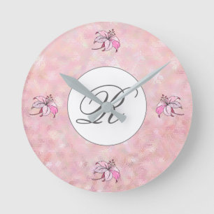 Rosa, personalisiert runde wanduhr