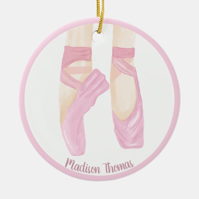 Rosa Personalisierte Ballettschuhe Keramik Ornament (Vorne)