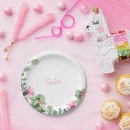 Rosa Personalisierte Duschplatte Pappteller