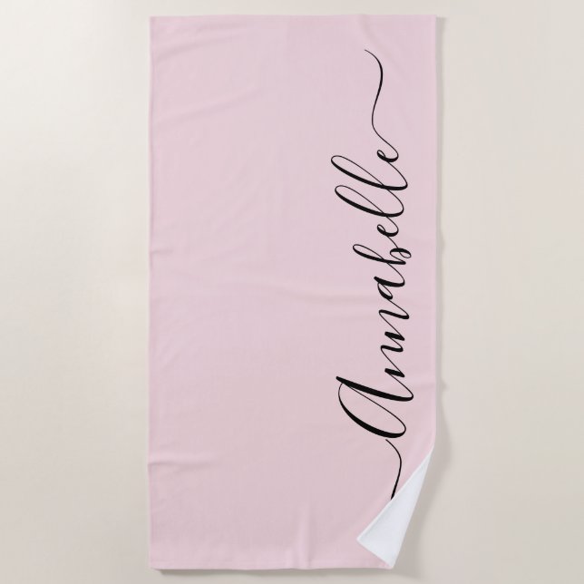 Rosa Personalisierte Girls Name Strandtuch (Vorderseite)