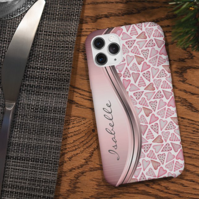 Rosa Personalisierte Herzen Valentine Liebe Case-Mate iPhone Hülle (Von Creator hochgeladen)