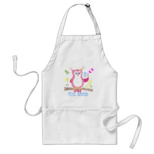 Rosa personalisierte Lehrereulen-Schürze. Schürze