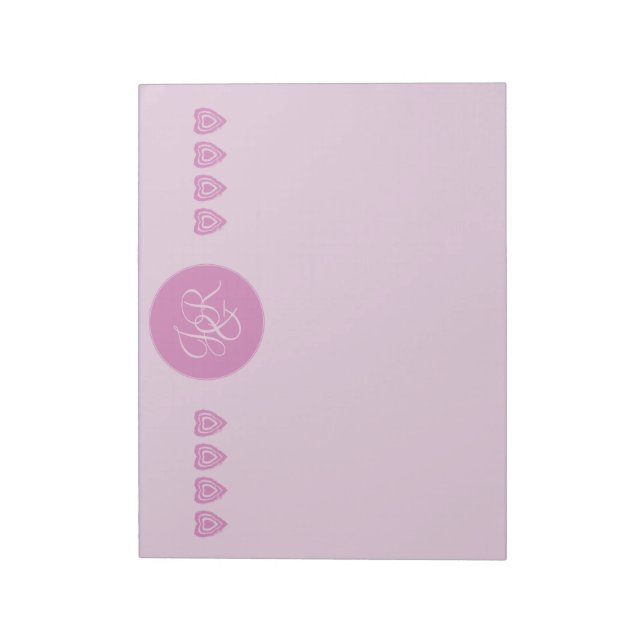 Rosa Personalisierte Mit Monogramm Stationäre Notizblock (Rotiert)