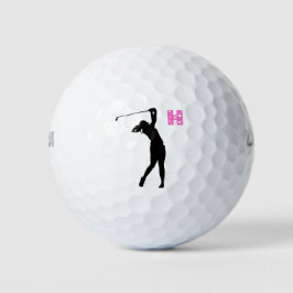 Rosa Personalisierte Monogramm-Golfbälle Golfball