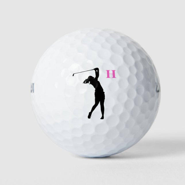 Rosa Personalisierte Monogramm-Golfbälle Golfball (Vorderseite)