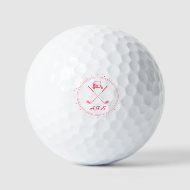 Rosa personalisierte Monogramm-Golfbälle  Golfball (Vorderseite)