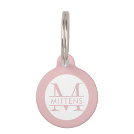 Rosa Personalisierte Monogramm Name Girl Haustiermarke