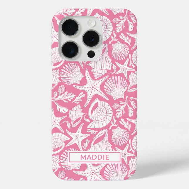 Rosa personalisierte Muscheln Case-Mate iPhone Hülle (Rückseite)