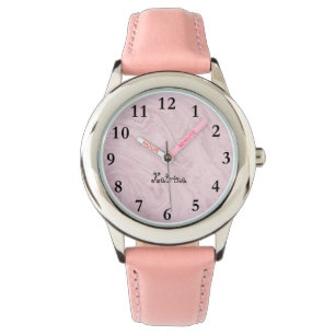 Rosa personalisierte Namensmädchen-Marmorierunguh Armbanduhr