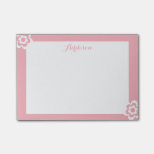 Rosa Personalisierte Post-it®-Hinweise Weiße Blume Post-it Klebezettel