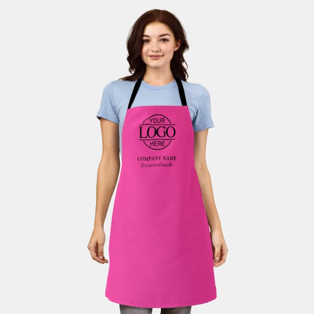 Rosa personalisierte Schürze mit Logo, maßgeschnei (Getragen)