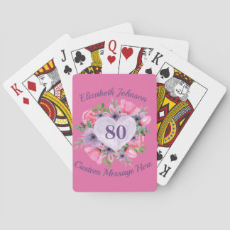 Rosa Personalisierte Spielkarten zum 80. Geburtsta
