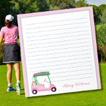 Rosa Personalisierter Golf Warenkorb Notizblock<br><div class="desc">Ein charmanter, einzigartiger Golfwagen - pink und grün - geschmackvoll fertig - bereit, den Platz zu betreiben - das Notizblock. Das ist ein tolles Geschenk für alle Golfliebhaber - Spaß / attraktiv / einzigartig. Personalisieren Sie es mit Ihrem Namen. Wenn Sie Fragen zum Design oder eine spezielle Anfrage haben, senden...</div>